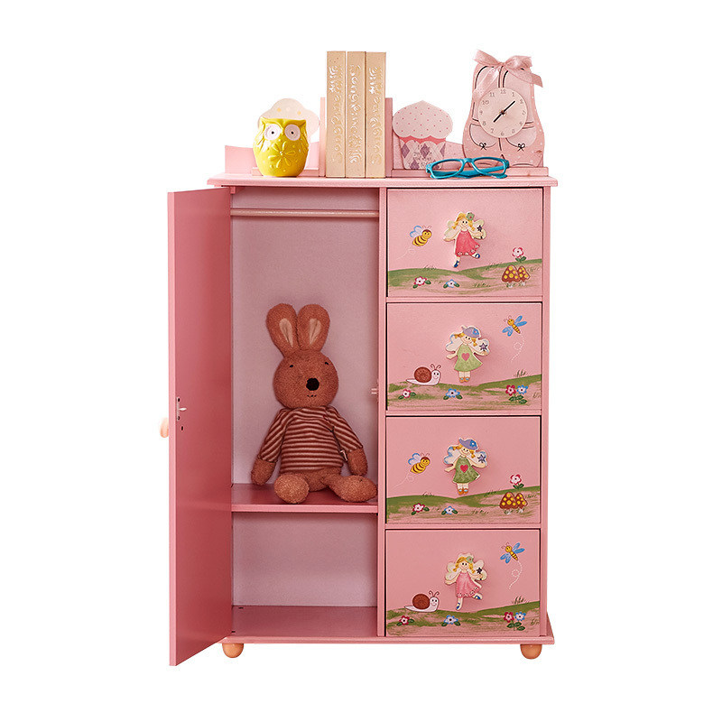 Girls Pink Furniture Clothes Closet Kids Wooden Wardrobes For Children Wooden Closet Baby Toys Kids Wardrobes Cabinets