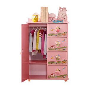 Girls Pink Furniture Clothes Closet Kids Wooden Wardrobes For Children Wooden Closet Baby Toys Kids Wardrobes Cabinets