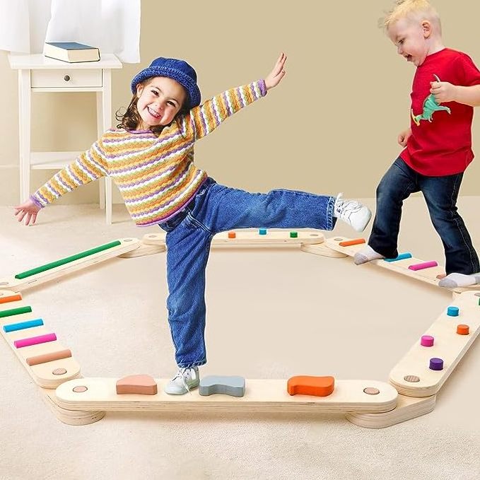 Wooden stepping stones balance for Kids step stone Furniture toy Toddler activity gym Balance Beam