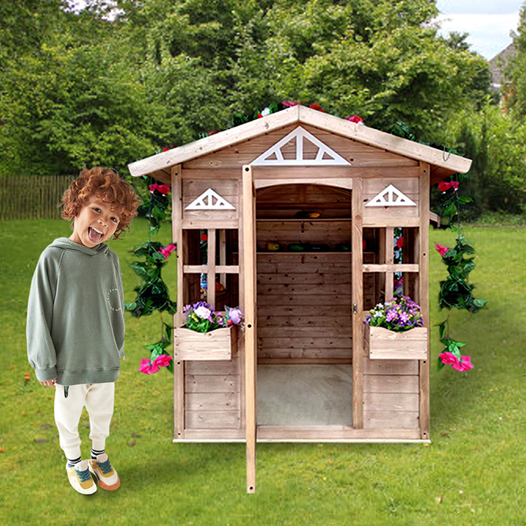 Wooden Playhouse  Kids Playhouses for Outdoor Children Wendy House Garden Toys Play House Lollipop Junior with Fence Available