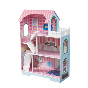 Classic 3 floors Girls Pretend Role Play Game Kids Big Wooden Doll House Dollhouse for Children