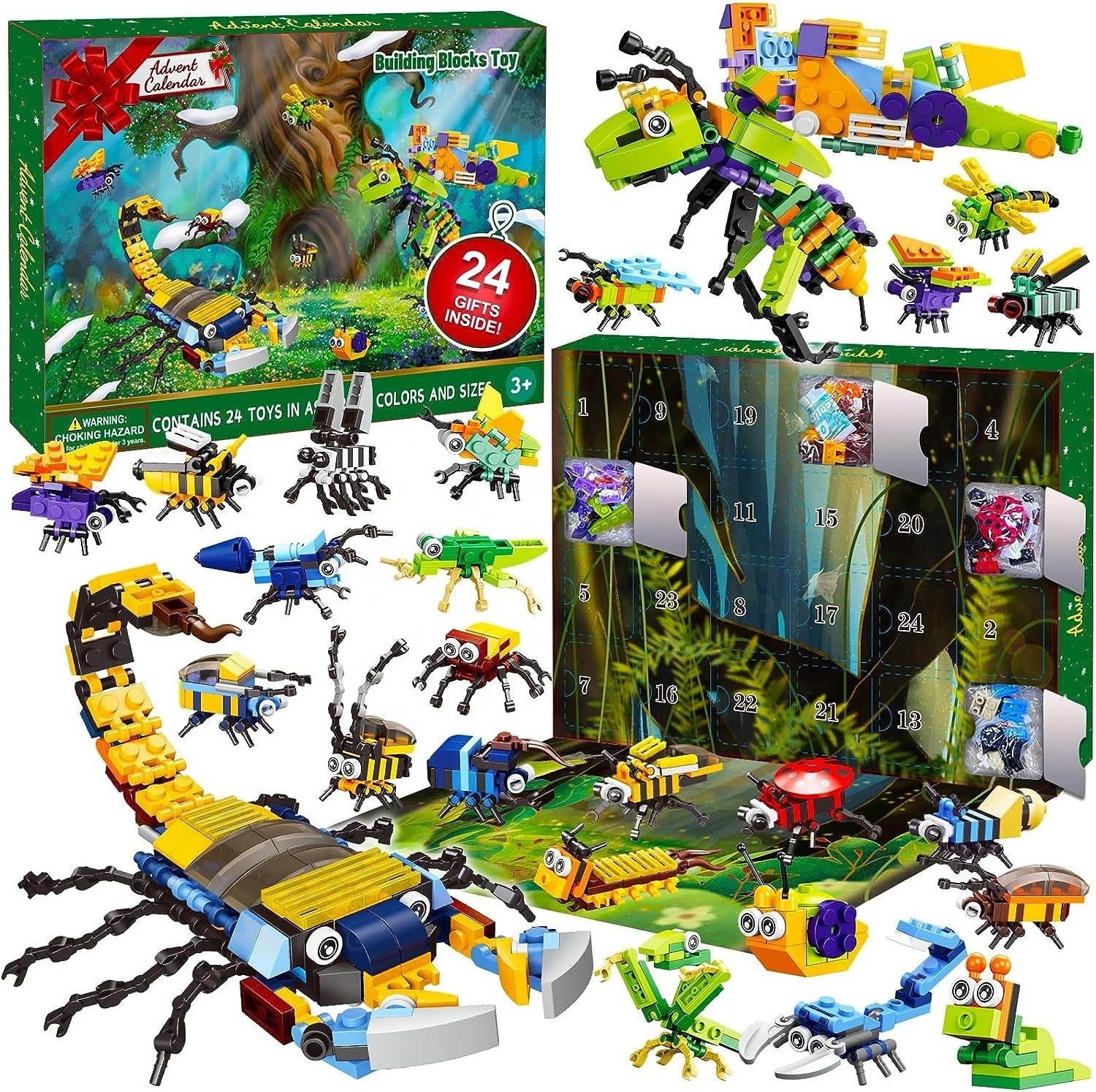 Hot sale Kids Advent Calendar Insect Building Blocks Christmas Calendar 24 Days Christmas Countdown Calendars Building Blocks