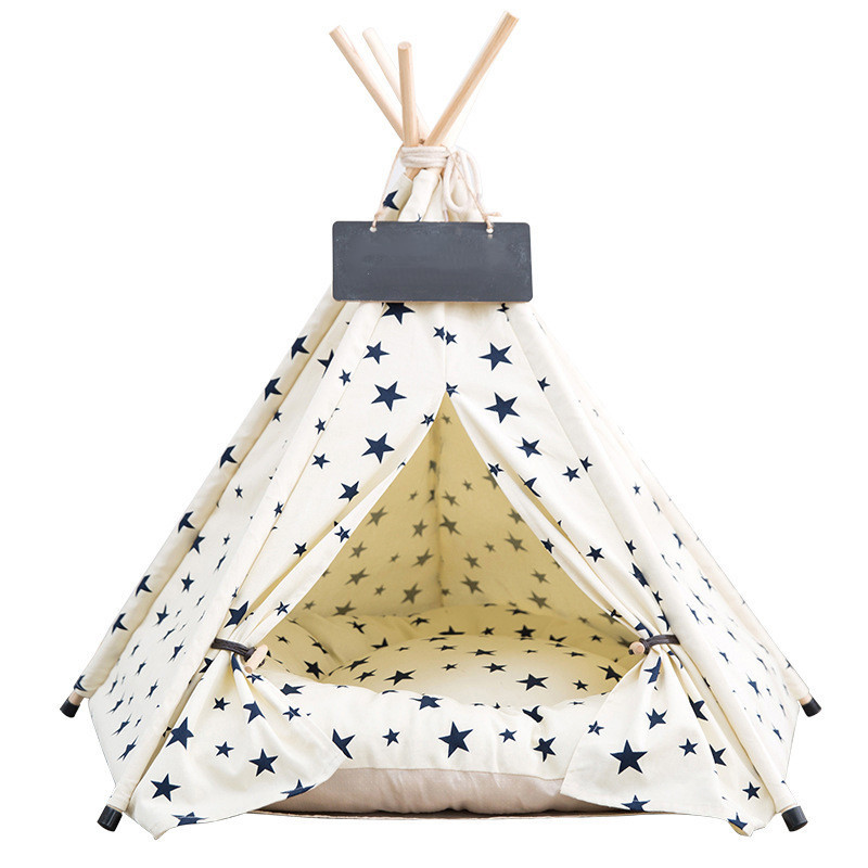 3 Sizes Foldable Pet Teepee Tent for Dogs and Cats Puppies House with Bed Pet Tent Bed Indoor Outdoor