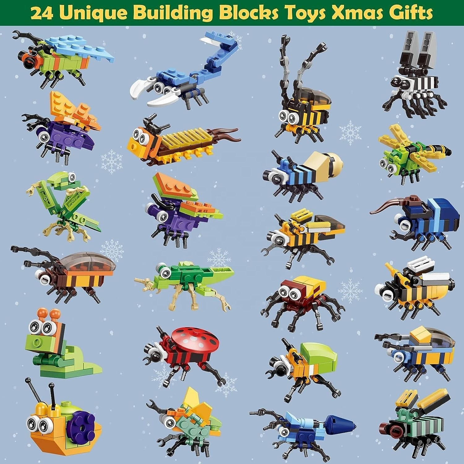 Hot sale Kids Advent Calendar Insect Building Blocks Christmas Calendar 24 Days Christmas Countdown Calendars Building Blocks