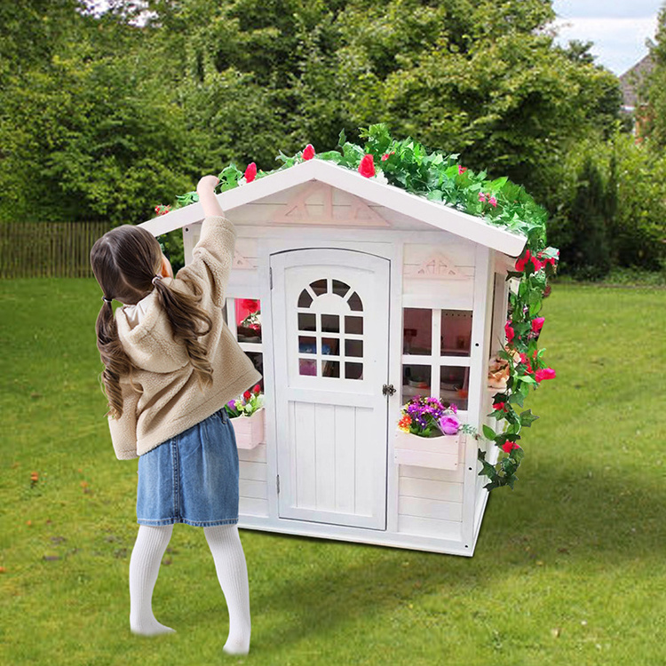 Wooden Playhouse  Kids Playhouses for Outdoor Children Wendy House Garden Toys Play House Lollipop Junior with Fence Available