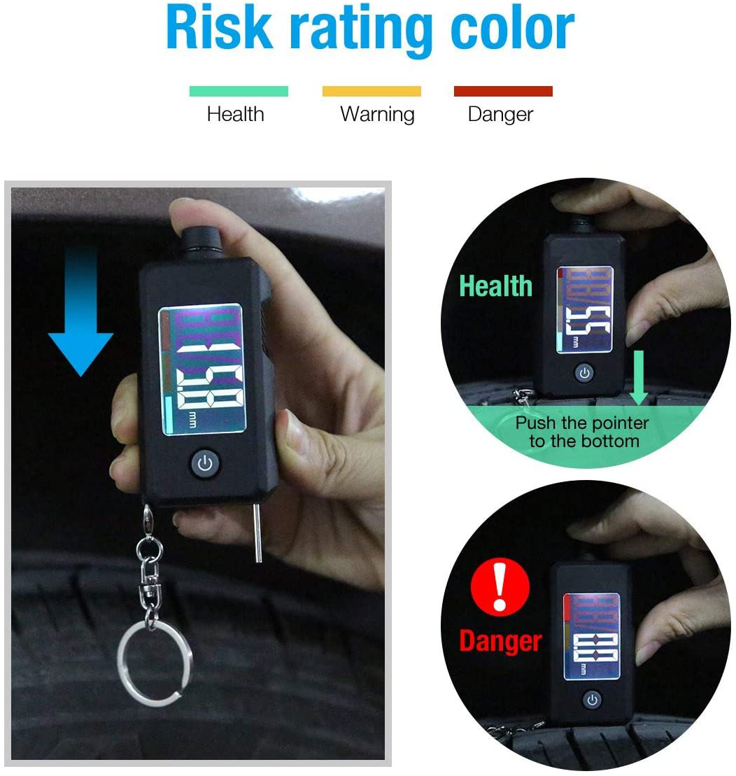 Ring Digital Lcd Screen Display Tyre Tread Depth Needle Car Motor Lcd Screen Auto Car Tire Pressure Digital Gauge