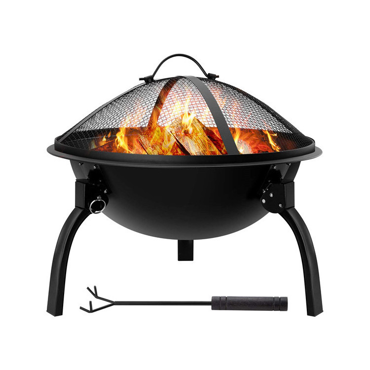 2023 New Design 17 Inch Free Standing Outdoor Large Capacity Portable Folding Fire Pit For Camping