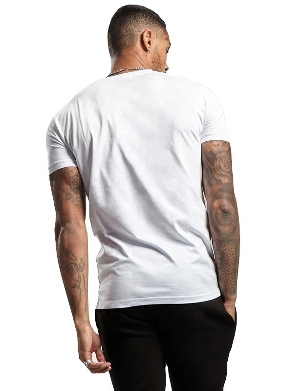 plain white 95% cotton 5% elastane fabric short sleeve t shirt slim fit gym muscle bodybuilding performance printed  t shirts