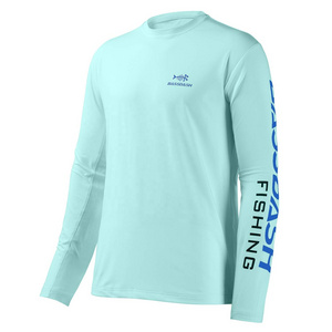 Upf 50+ Sun Protection Moisture Wicking Polyester Fishing wear Men's Long Sleeve Uv Fishing Shirts