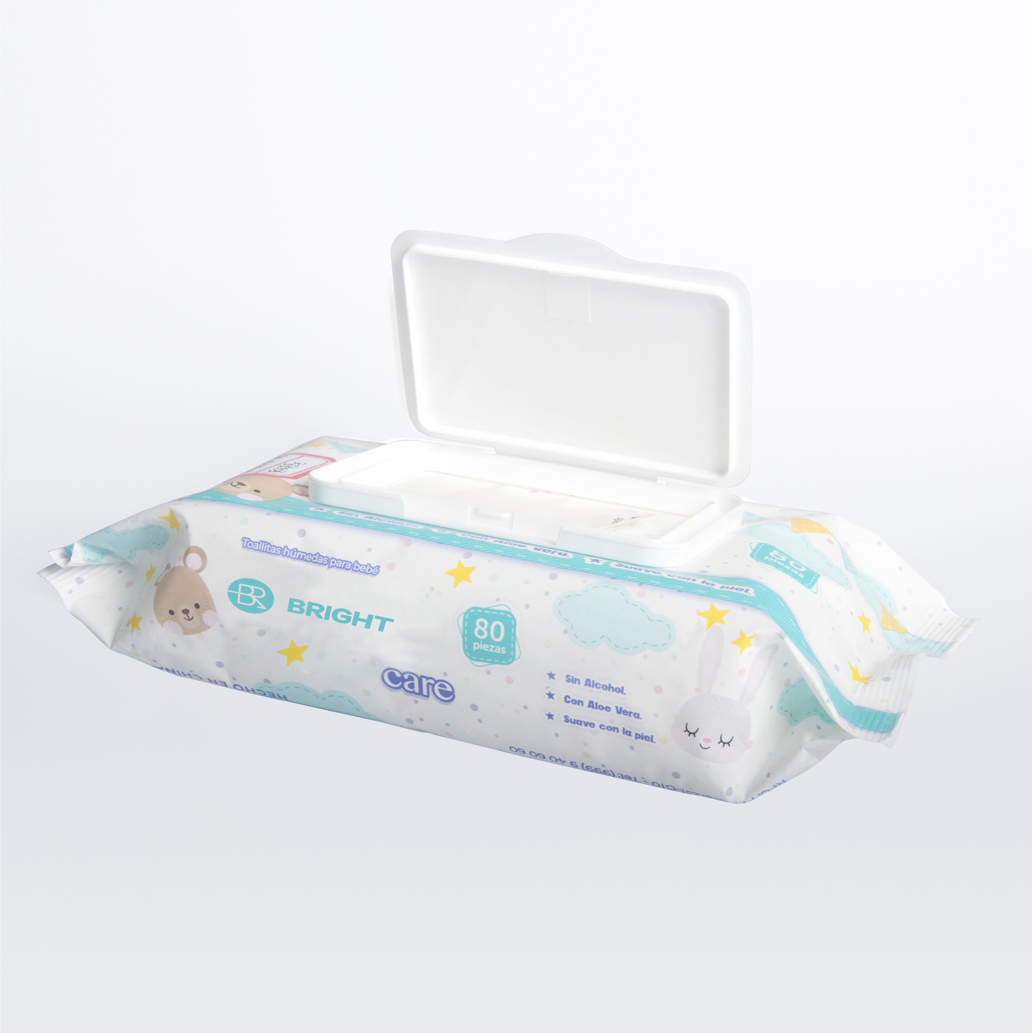 Factory Directly Sale Private Label Biodegradable Wet Tissue 80 Count Soft Non-woven Baby Wipes with Lid for Babies Skin Clean