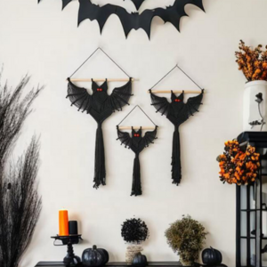 Bat Halloween Decorations Wall Art Handmade Cotton Home Decorative Macrame Wall Hanging Owl Ornament