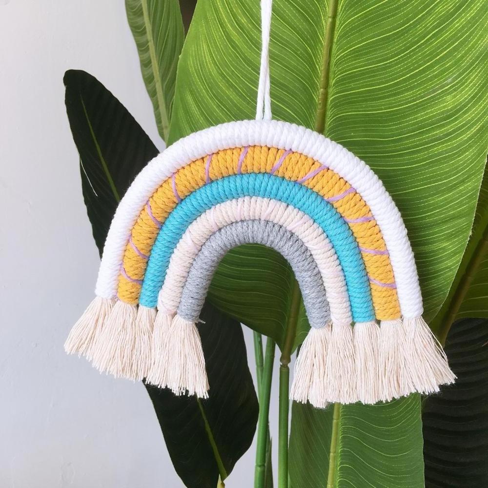 Nordic Boho Popular Cotton Macrame Rainbow Wall Tapestry Art Wall Hanging