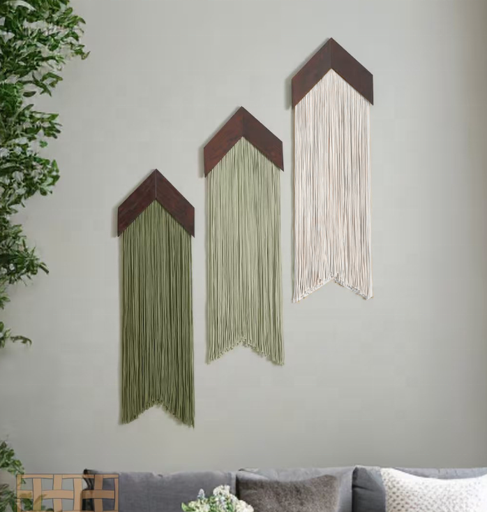 Nordic Wood Cloud Tapestry Home Decor Handmade Hanging Macrame Wall Hanging