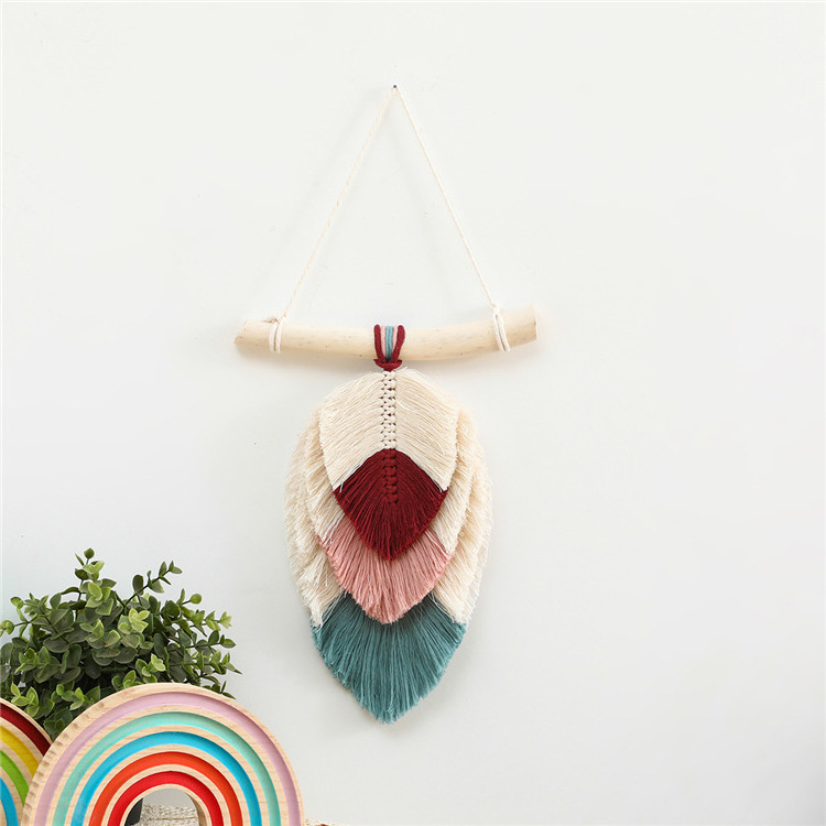 Handmade Boho Other Home Decorations Cotton Macrame Fall Leaves Wall Hanging Ornament Decor