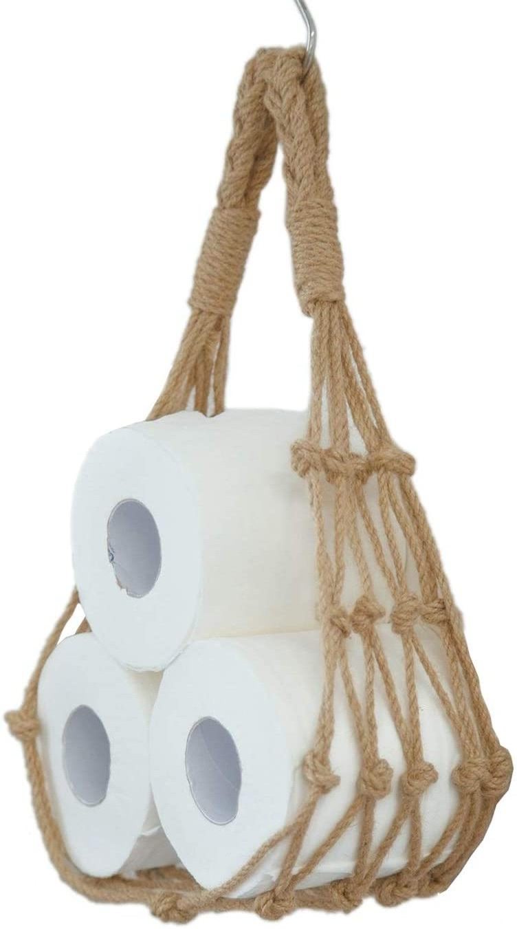 Nordic Macrame Wall Hangs Wooden Toilet Roll Paper Holder Towel Hanger Boho Decor Room Adornment Home Decor for Kitchen Bathroom