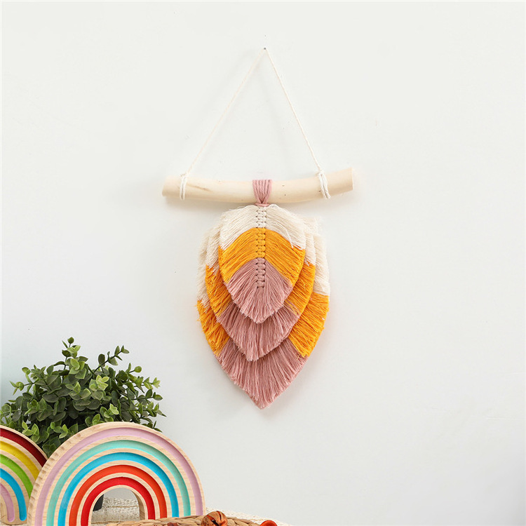 Handmade Boho Other Home Decorations Cotton Macrame Fall Leaves Wall Hanging Ornament Decor