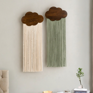 Nordic Wood Cloud Tapestry Home Decor Handmade Hanging Macrame Wall Hanging