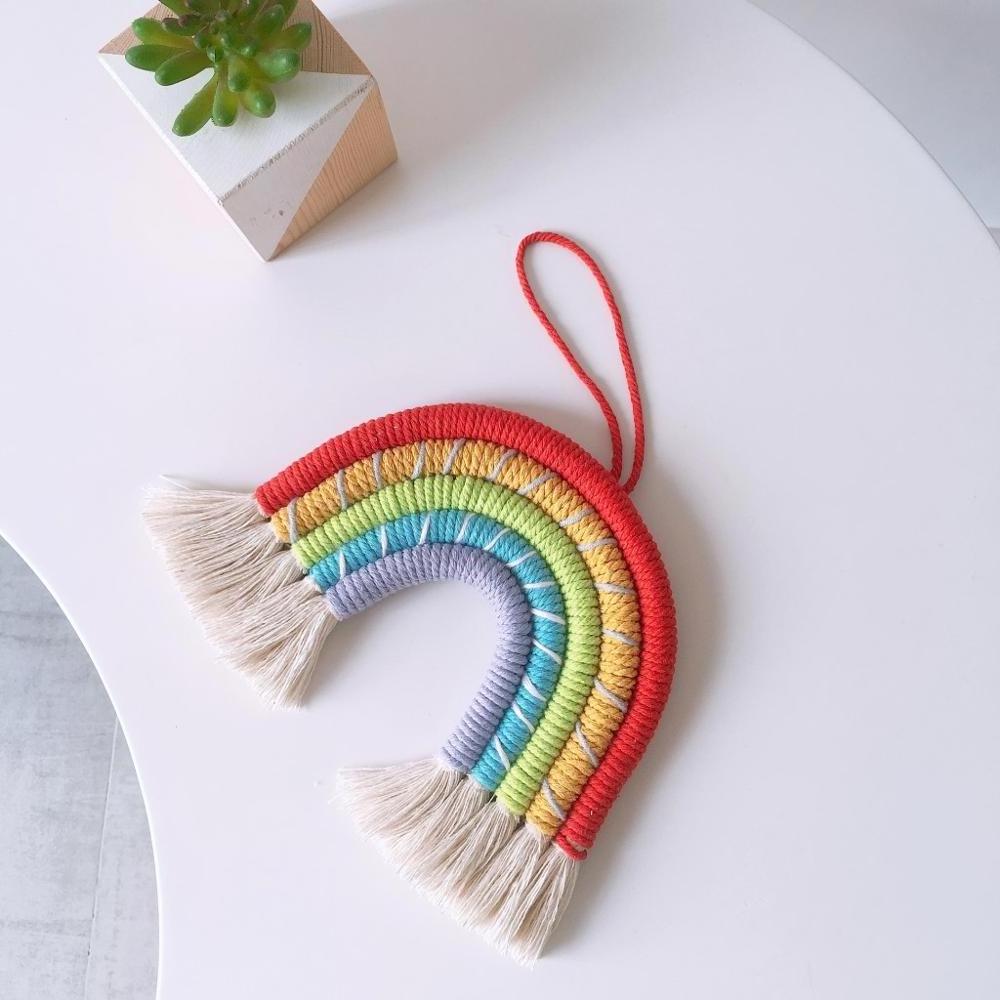 Nordic Boho Popular Cotton Macrame Rainbow Wall Tapestry Art Wall Hanging