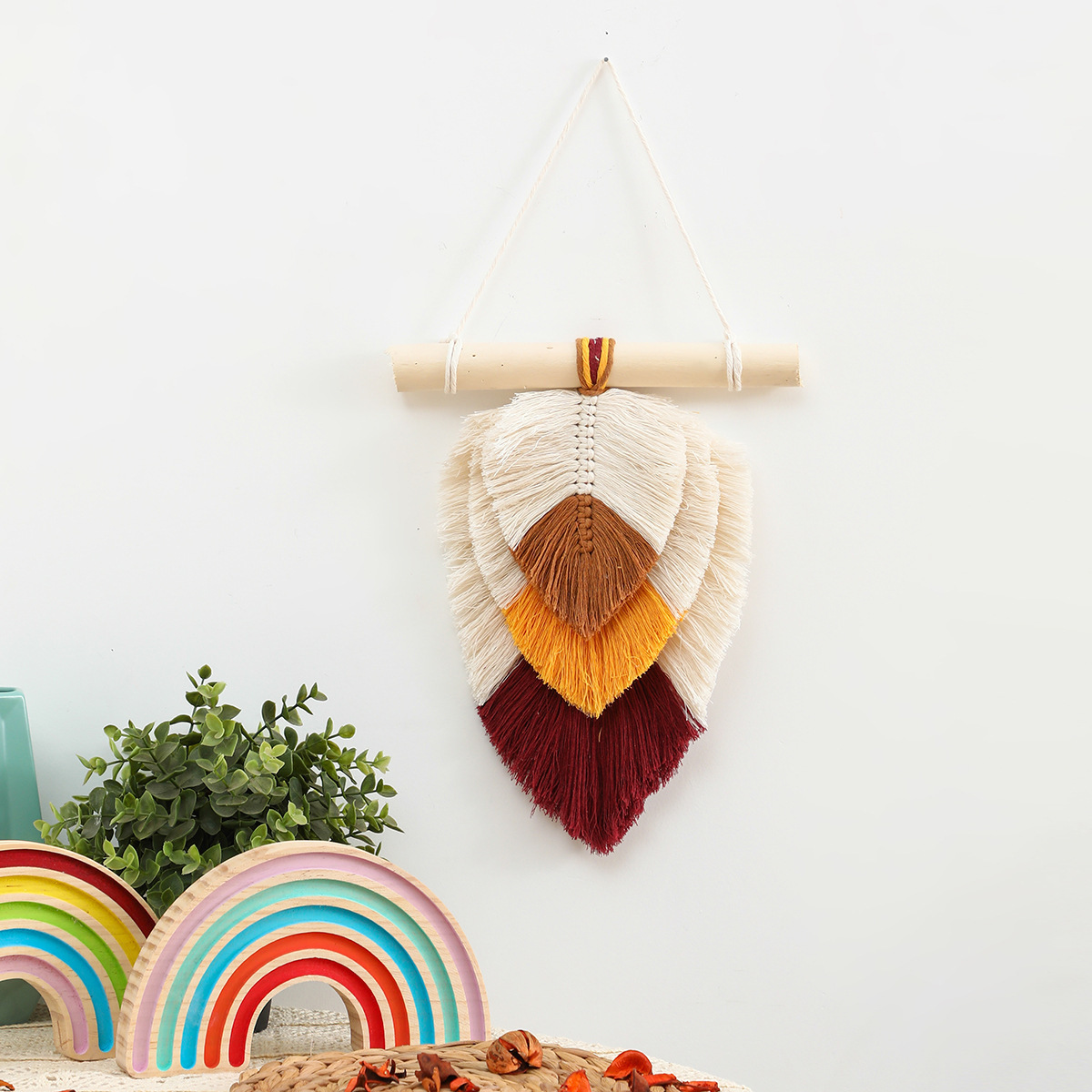 Handmade Boho Other Home Decorations Cotton Macrame Fall Leaves Wall Hanging Ornament Decor