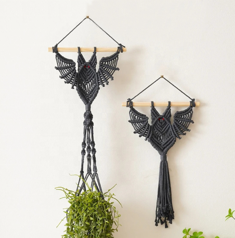 New Creative Bat Hand-woven Wall Hanging  Home Decor Handmade Plant Hanging Macrame Wall Hanging