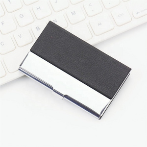 Stainless steel business name card case aluminum card holder luxury pu surface fashion mans gift card holders