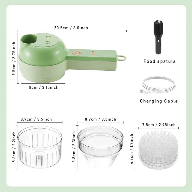 Multifunctional 4 In1 Electric Vegetable Cutter Slicer Garlic Mud Masher Garlic Chopper Cutting Pressing Mixer Food Slicer