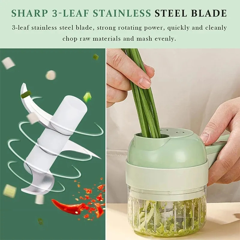 Multifunctional 4 In1 Electric Vegetable Cutter Slicer Garlic Mud Masher Garlic Chopper Cutting Pressing Mixer Food Slicer