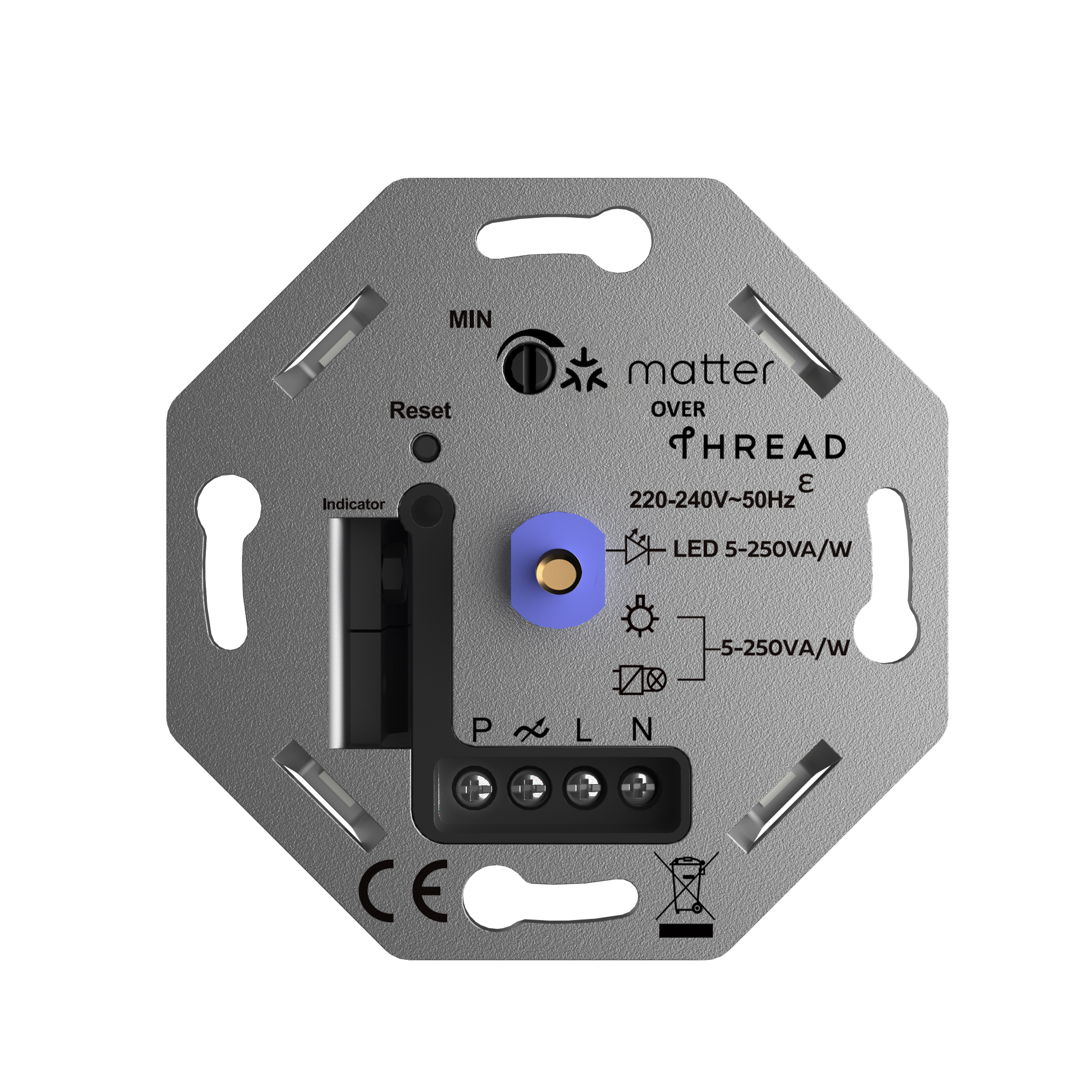 EU Standard Matter Over Thread LED 2/3 Wire 220V-240V 50Hz-60Hz Trailing Edge 250W Dimmer Switch