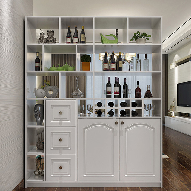 Living room furniture solid wood wall partition screen wine rack cabinet