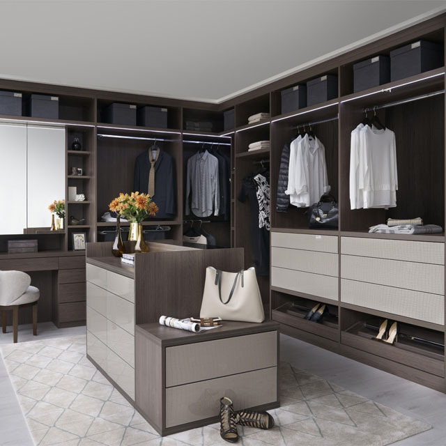 HZ Modern Wardrobe   Wooden  Walking Closet Bedroom Customized Wardrobe Cabinet