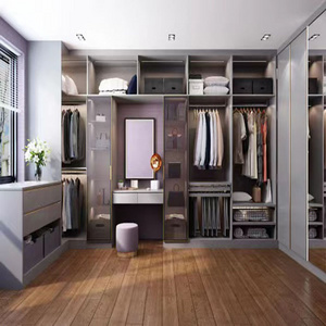 HZ Modern Wardrobe   Wooden  Walking Closet Bedroom Customized Wardrobe Cabinet