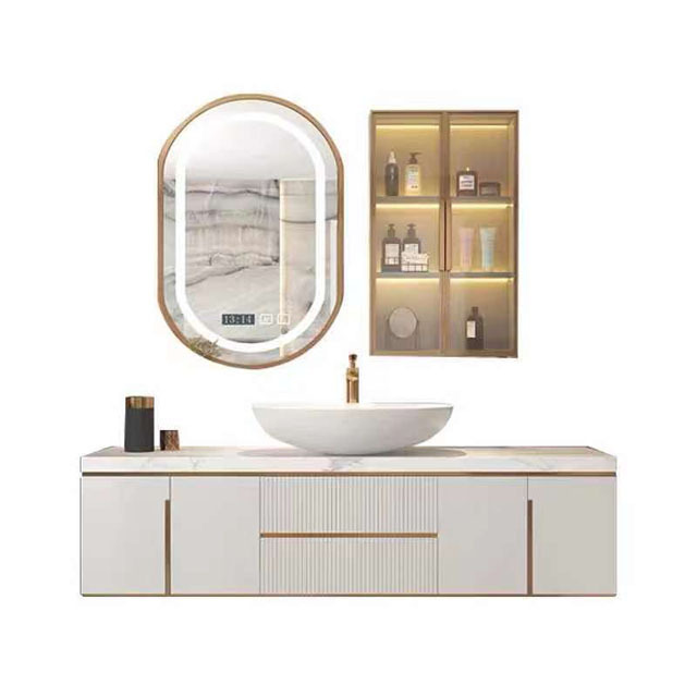 HZ Wall mount Bathroom storage vanity cabinet  Luxury style modern design Make in China PVC customized Vanity cabinet