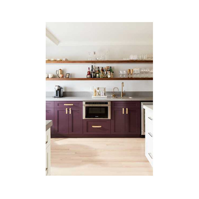 HZ customized design manufacture purple color handle door home furniture modular kitchen cabinets