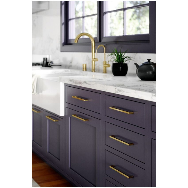 HZ customized design manufacture purple color handle door home furniture modular kitchen cabinets