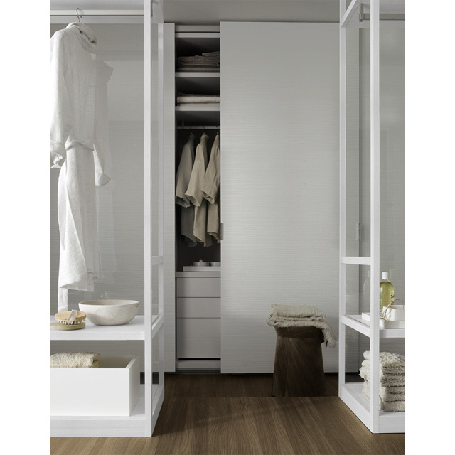 Practical bedroom white solid wood wardrobe design