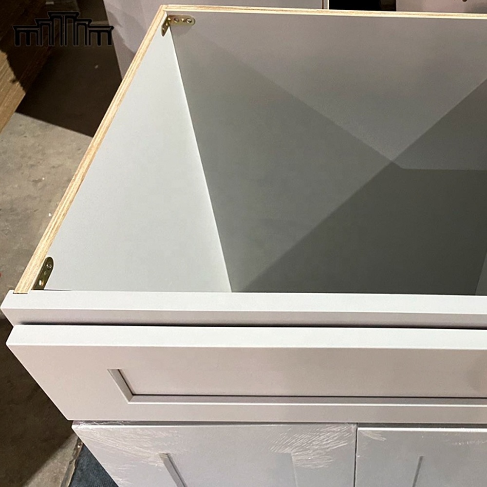 Wholesale Price American Standard Model SB30 Solid Wood Face Frame Shaker Door Light Grey Plywood Kitchen Sink Base Cabinets