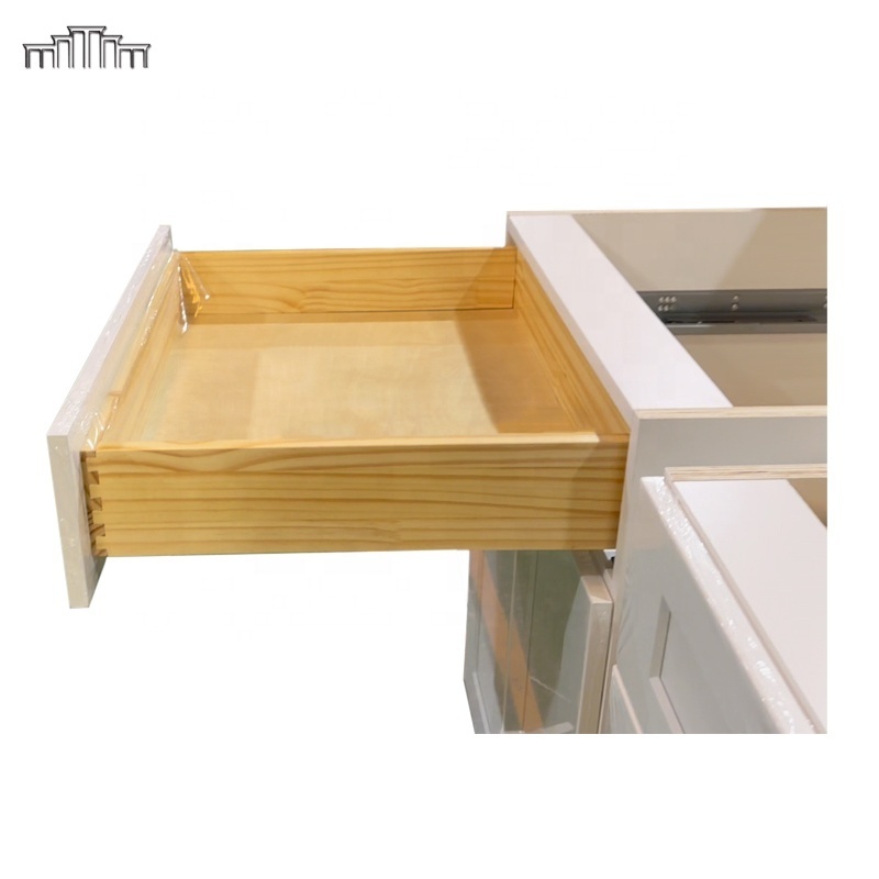 Canada America Market Hot Sale Wooden MDF Frameless White Spray Paint Shaker Kitchen Base Cabinets Warehouses In Florida US