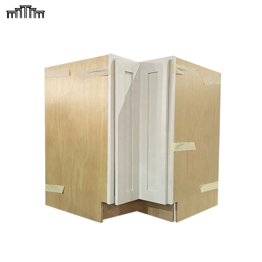 Factory Wholesale American 3/4 Inch Birch Wood & MDF Door Corner Base Lazy Susan Organizer Kitchen Cabinets With Bi-Fold Door