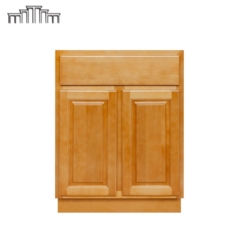 For Contractor And Wholesaler Natural Painted Solid Oak Birch Wood Raised Panel Door Base Kitchen Cabinets Automatic Production