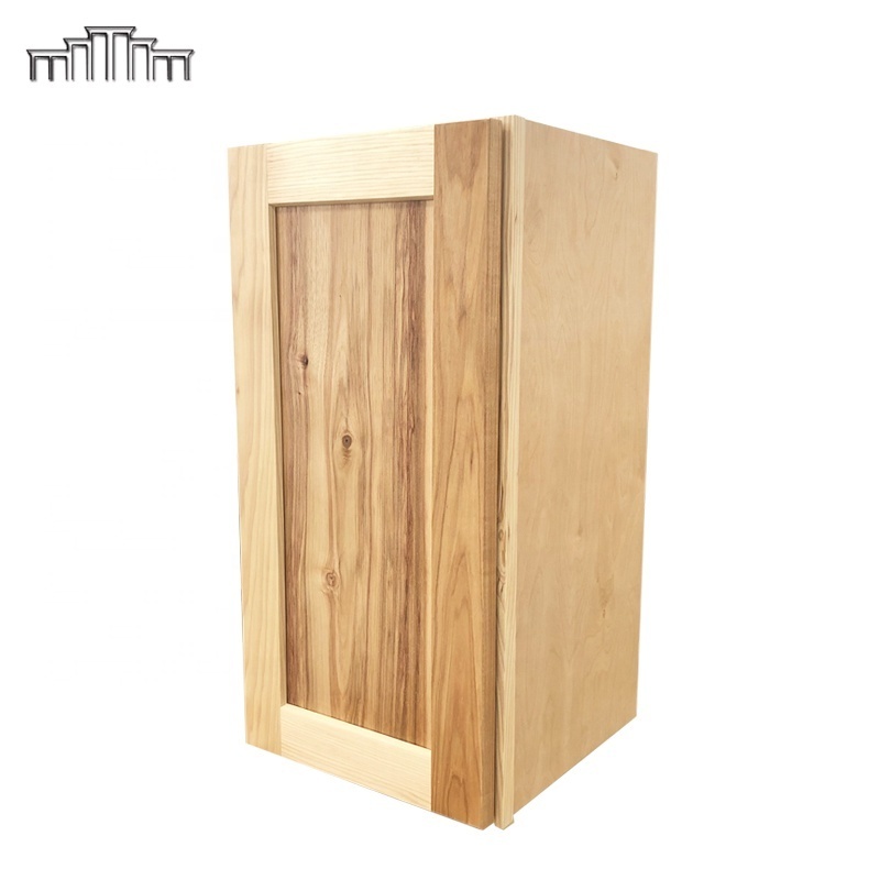 KCMA Single Door Solid Hickory Wood Ready To Assemble Soft Close Shaker Kitchen Wall Cabinets With Plywood Adjustable Shelf