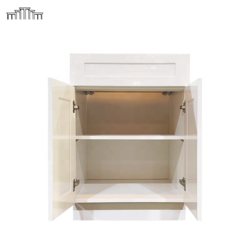 China Factory Various Styles Spray Paint Shaker Kitchen Door & Drawer Base Cabinets With DTC Soft Close Door Hinge Drawer Glide