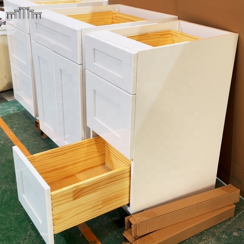 Factory Ready Made Spray Painting Framed/Frameless/Inset Structure Soft Close White And Wood Plywood Board Kitchen Cabinets