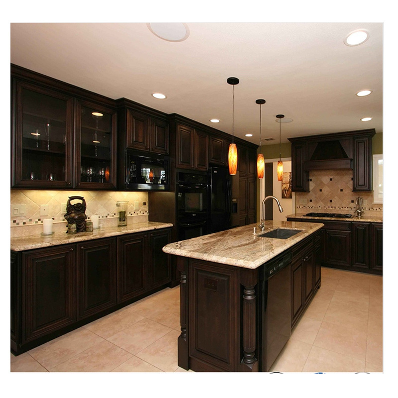 High End Knock Down Cherry Wood Kitchen Wall Hanging Kitchen Cabinets