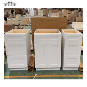 China Factory Various Styles Spray Paint Shaker Kitchen Door & Drawer Base Cabinets With DTC Soft Close Door Hinge Drawer Glide