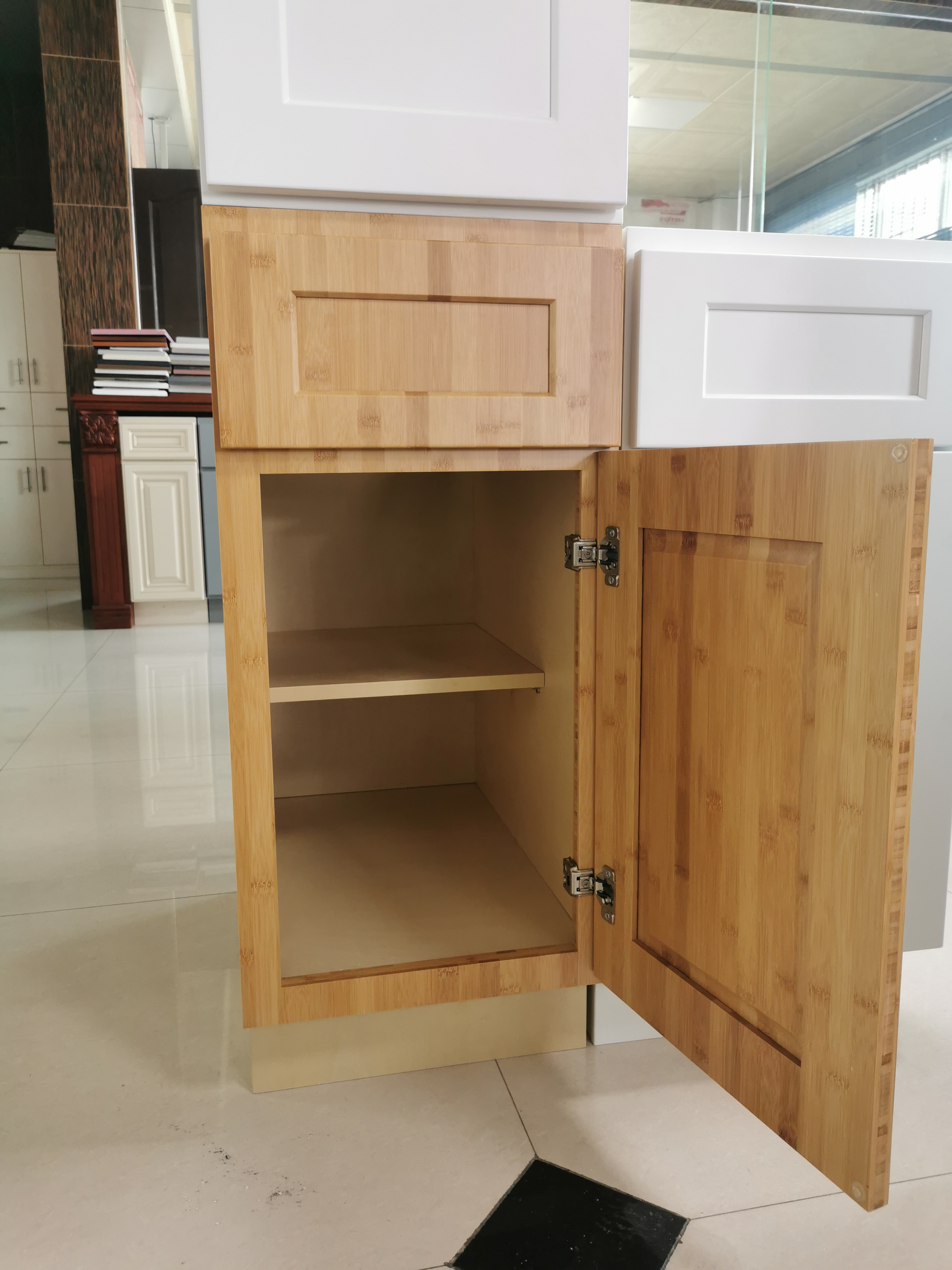 Multifamily Projects Bamboo Shaker Curved Kitchen Cabinet Doors Cupboard Modular Design Bamboo Kitchen Cabinet