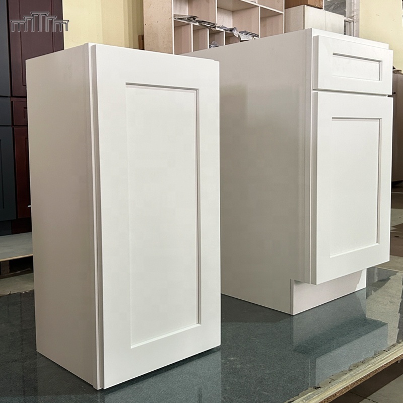 OEM Cabinetry Manufacturer Wholesale Automatic Lacquer Painting American Wooden White Shaker Kitchen Base And Wall Cabinets