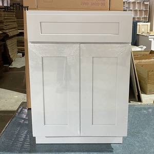 Wholesale Price American Standard Model SB30 Solid Wood Face Frame Shaker Door Light Grey Plywood Kitchen Sink Base Cabinets