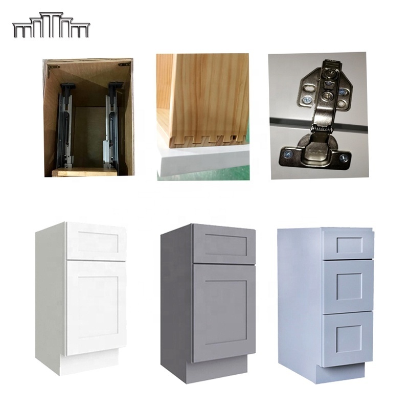 China Factory Various Styles Spray Paint Shaker Kitchen Door & Drawer Base Cabinets With DTC Soft Close Door Hinge Drawer Glide