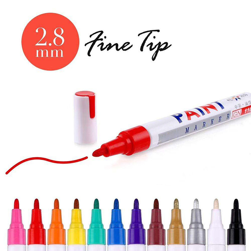 wholesale stationery permanent paint marker pen,Oil Based 12 colors DIY album graffiti pen car tyre paint marker