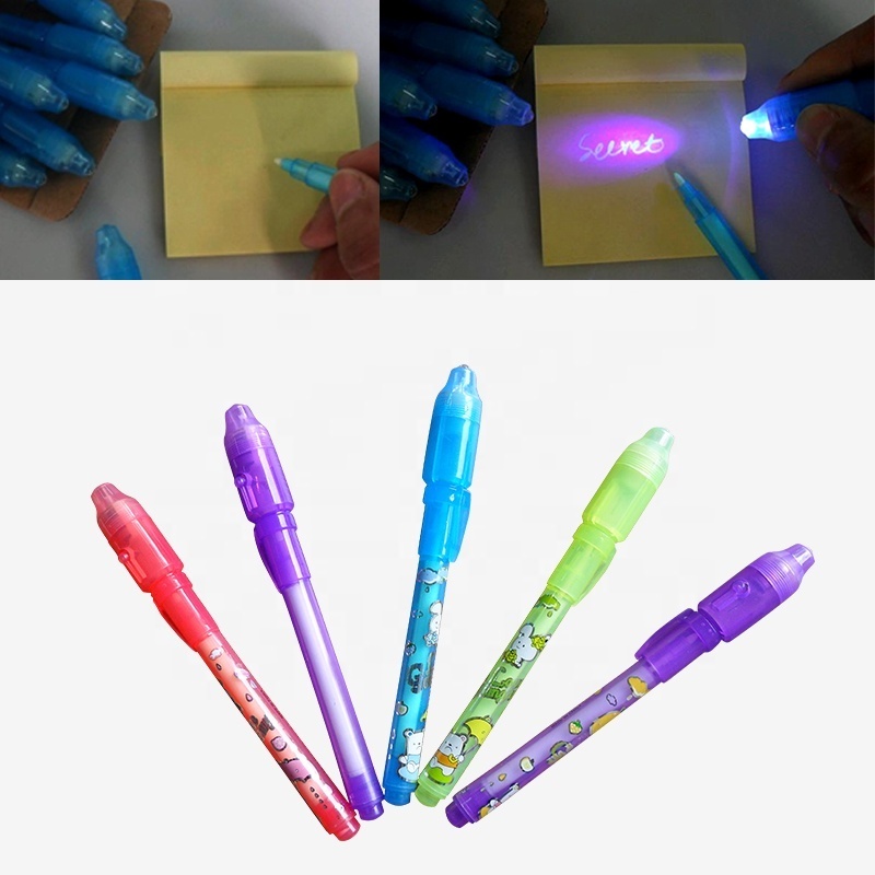 Non toxic Property secret disappearing Ink Invisible UV Pen, magic uv marker pen with black light for kids playing toys